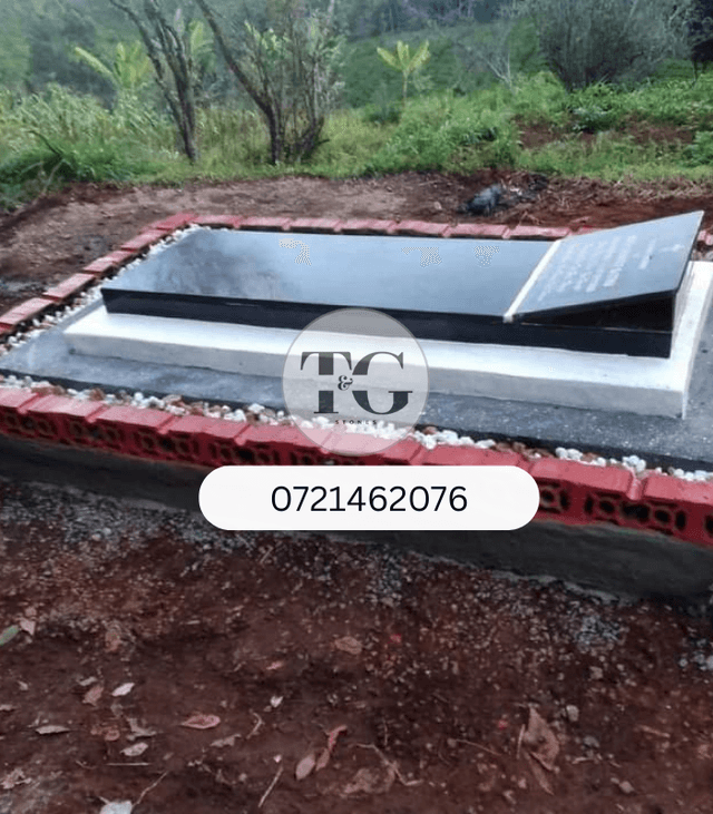 Black Granite Upright Headstone with Single Slab and Base