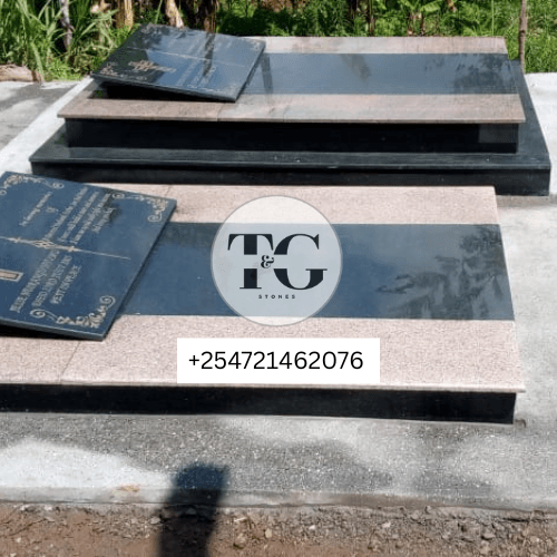 Coffee Brown and Black Granite on Gray Base
